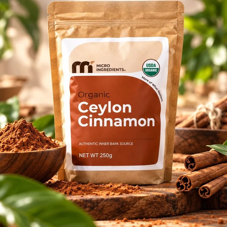 Bolsa de canela de Ceilán orgánica de 250 g con canela en polvo y en astillas